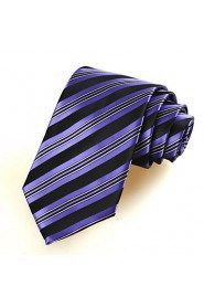 Men's Necktie Purple Black Striped Wedding/Business/Work/Formal/Casual Tie With Gift Box