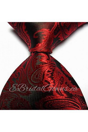 Men Wedding Cocktail Necktie At Work Black Red Flower Tie