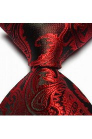 Men Wedding Cocktail Necktie At Work Black Red Flower Tie