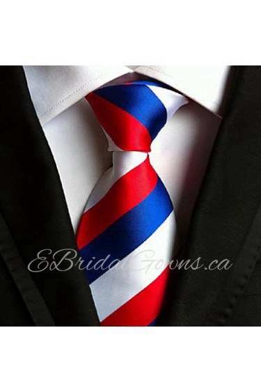 Men Wedding Cocktail Necktie At Work Blue White Red Tie