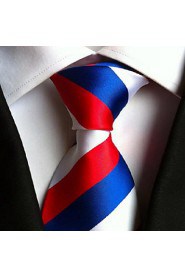 Men Wedding Cocktail Necktie At Work Blue White Red Tie