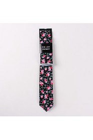 Fashion Men Casual Floral Skinny Necktie Kerchief Set(Width:6.5cm)