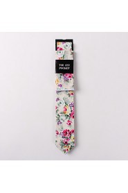 Fashion Men Casual Floral Skinny Necktie Kerchief Set(Width:6.5cm)