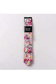 Fashion Men Casual Floral Skinny Necktie Kerchief Set(Width:6.5cm)