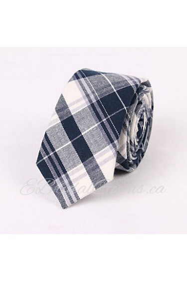 Blue And Gray Cotton Fine Grid Tie