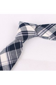 Blue And Gray Cotton Fine Grid Tie