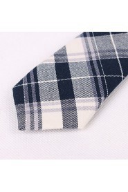 Blue And Gray Cotton Fine Grid Tie