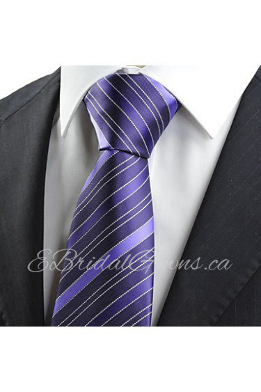 Men's Purple Striped Tie Necktie For Wedding Formal Business Work Casual With Gift Box