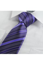 Men's Purple Striped Tie Necktie For Wedding Formal Business Work Casual With Gift Box