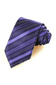 Men's Purple Striped Tie Necktie For Wedding Formal Business Work Casual With Gift Box