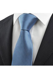 Men's Necktie Dark Blue Plaid Check Business Work Casual Tie With Gift Box