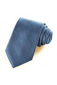 Men's Necktie Dark Blue Plaid Check Business Work Casual Tie With Gift Box