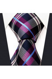 Men's Tie Checked Fuchsia 100% Silk Business