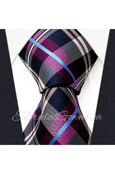 Men's Tie Checked Fuchsia 100% Silk Business