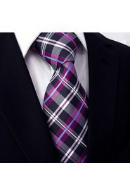 Men's Tie Checked Fuchsia 100% Silk Business