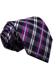 Men's Tie Checked Fuchsia 100% Silk Business