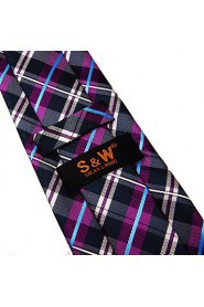 Men's Tie Checked Fuchsia 100% Silk Business