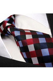 U2 Checkered Blue Red Neckties Men Ties Classic Business Long Size