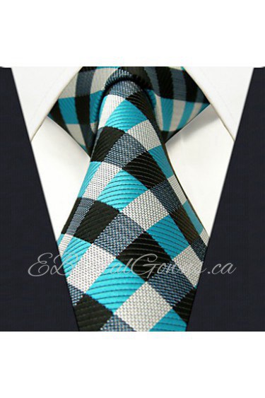 Men's Tie Checked Laight Blue 100% Silk Business