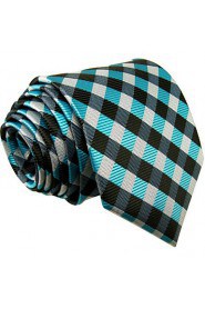 Men's Tie Checked Laight Blue 100% Silk Business