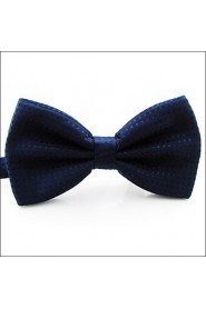 Men's Navy Solid Dots Pre-tied Ajustable SilkBlend Wedding Dress Fashion SilkBlend Bow Tie