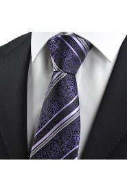 Men's Paisley Floral Striped Microfiber Tie Necktie Unique Wedding Holiday With Gift Box (4 Colors Available)