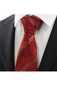 Men's Paisley Floral Striped Microfiber Tie Necktie Unique Wedding Holiday With Gift Box (4 Colors Available)