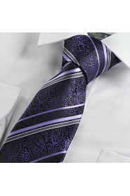 Men's Paisley Floral Striped Microfiber Tie Necktie Unique Wedding Holiday With Gift Box (4 Colors Available)