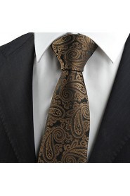 Men's Brown Black Paisley Necktie Formal Business/Wedding/Party/Work/Casual Tie With Gift Box