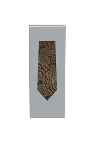 Men's Brown Black Paisley Necktie Formal Business/Wedding/Party/Work/Casual Tie With Gift Box