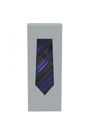 Men's Tie Purple Black Striped Wedding Formal Business Work Casual Necktie With Gift Box