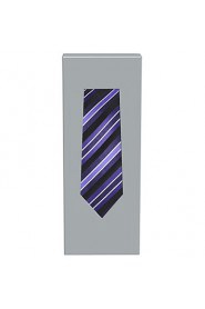 Men's Necktie Purple Black Striped Wedding Formal Business Work Casual Tie With Gift Box