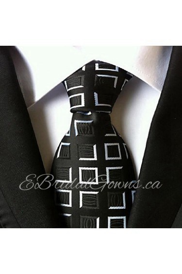 Men Wedding Cocktail Necktie At Work Black White Tie