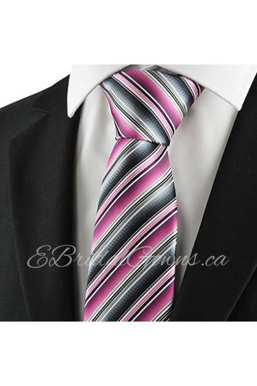 Men's Striped Microfiber Tie Necktie Formal Wedding Party Holiday Business With Gift Box (5 Colors Available)