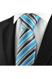 Men's Striped Microfiber Tie Necktie Formal Wedding Party Holiday Business With Gift Box (5 Colors Available)