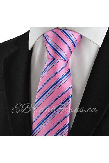 Men's Tie Necktie Pink Blue Striped Wedding/Business/Party/Work/Casual With Gift Box