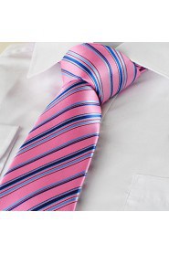 Men's Tie Necktie Pink Blue Striped Wedding/Business/Party/Work/Casual With Gift Box