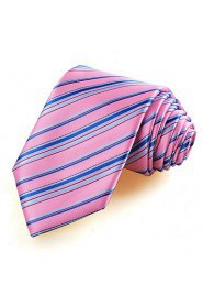 Men's Tie Necktie Pink Blue Striped Wedding/Business/Party/Work/Casual With Gift Box