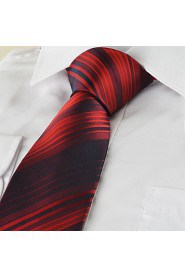 Men's Tie Necktie Burgundy Red Striped Wedding/Business/Party/Work/Casual With Gift Box