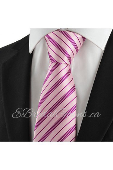 Men's Tie Necktie Pink Striped Wedding/Business/Party/Work/Casual With Gift Box