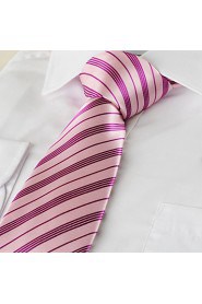 Men's Tie Necktie Pink Striped Wedding/Business/Party/Work/Casual With Gift Box