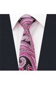 Men's Tie Pink Paisley Skinny Necktie Fashion 100% Silk Business