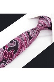 Men's Tie Pink Paisley Skinny Necktie Fashion 100% Silk Business