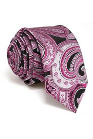 Men's Tie Pink Paisley Skinny Necktie Fashion 100% Silk Business