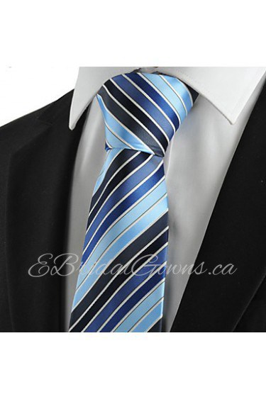 Men's Tie Blue Striped Wedding/Business/Party/Work/Casual Necktie With Gift Box