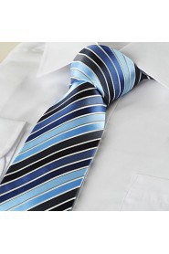 Men's Tie Blue Striped Wedding/Business/Party/Work/Casual Necktie With Gift Box