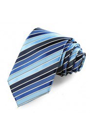 Men's Tie Blue Striped Wedding/Business/Party/Work/Casual Necktie With Gift Box
