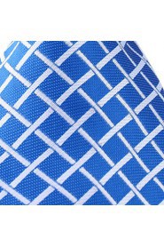 Grid Pattern Blue Necktie Men Business Leisure Tie Jacquard