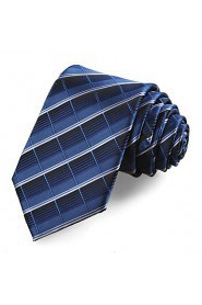 Men's Tie Navy Dark Blue Striped Plaid Necktie Wedding/Business/Party/Work/Casual With Gift Box