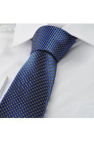 Men's Tie Blue Check Plaid Necktie With Gift Box Wedding/Business/Party/Cocktail/Casual